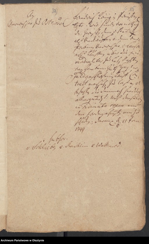 image.from.unit.number "In S. [Sachen] George Wilhelm von Schierstaedt auff Schildeck [Szyldak] wegen des Güttchens Gugenfeldt [Smolonek]"