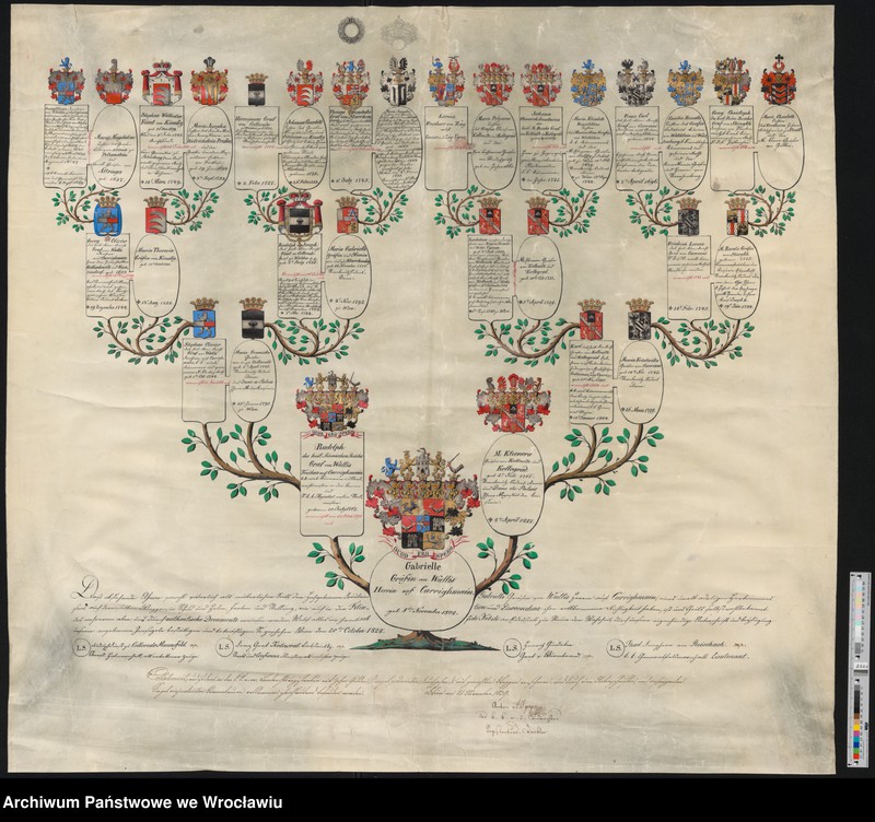Obraz 3 z jednostki "[Herby, drzewa genealogiczne różnych rodów- von Geusau, von Gersdorff, von Rade, von Heynitz-Lindau, von Vechtnitz, von Wiedebach, von Globio, von Haugwitz, von Steding, von Winkel, von Langenau, von Wallis, von Erdmannsdorf, von Hagen, von Granach, von Schönburg-Waldenburg, von Arenstadt, von Finger]"