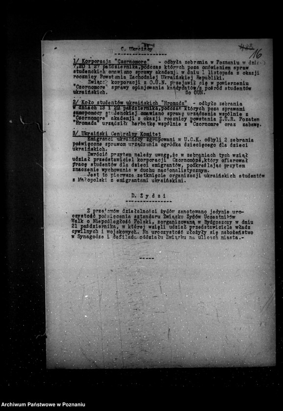 Obraz 20 z jednostki "Sprawozdania z życia mniejszości narodowych za miesiące październik, listopad, grudzień 1934 r."
