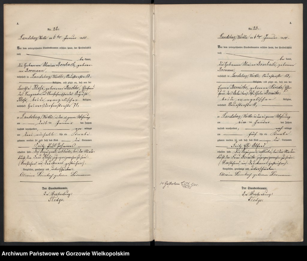 Obraz 15 z jednostki "Geburts Register"