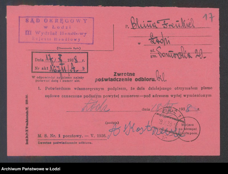 Obraz 19 z jednostki "Blima Frenkiel- sprzedaż towarów bawełnianych"