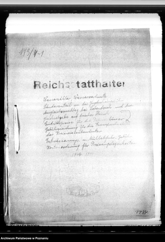 Obraz 4 z jednostki "Wasserzähler. Wasserverluste. Länderanteil an der Jagdscheinge bühr. Ausgleichszuschlag bei Lebendvieh und Ausgleichsabgabe auf frisches Fleisch"