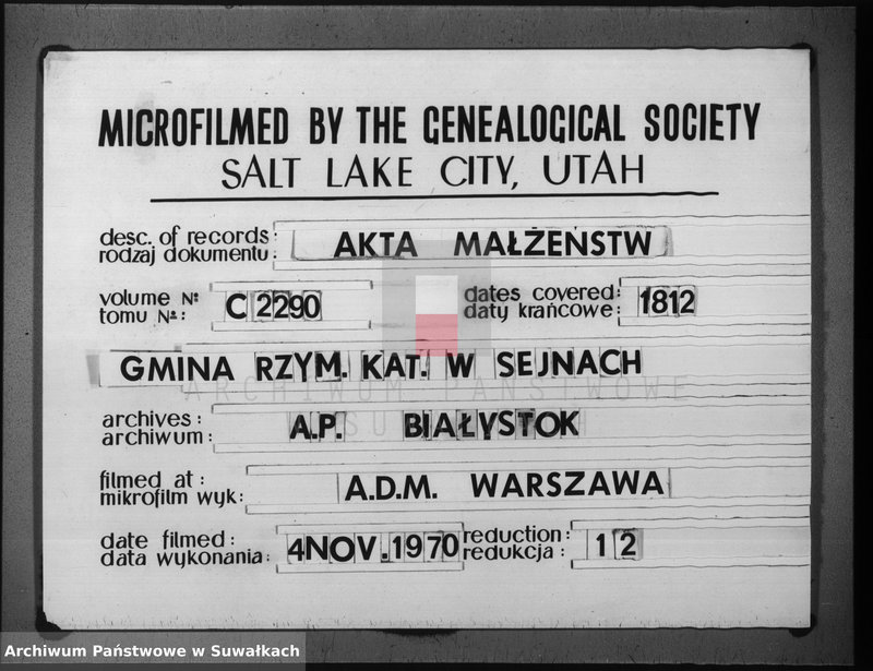 image.from.unit.number "Akta stanu cywilnego zaślubionych w gminie sejneńskiej od 1-go stycznia 1812 roku."
