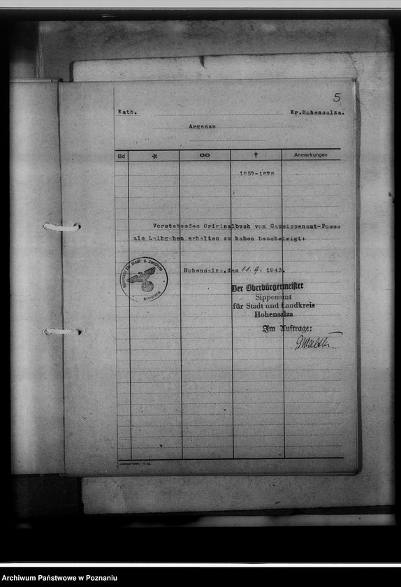 Obraz 9 z jednostki "Bücherverzeichnis, Kreissippenamt Hohensalza [Inowrocław]"