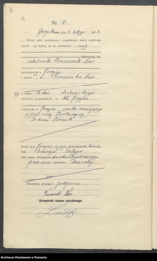 Obraz 10 z jednostki "Zgony [Rejestr główny zgonów]"