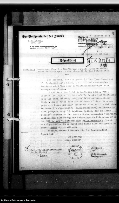 Obraz 7 z jednostki "Einführung jugendwohlfahrtrechtlicher Bestimmungen in den Ostgebieten"