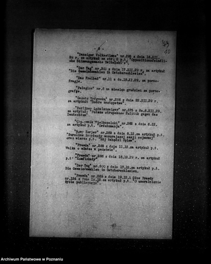 Obraz 15 z jednostki "Sprawozdanie sytuacyjne miesięczne za miesiąc grudzień 1929 r. działy I-IV"