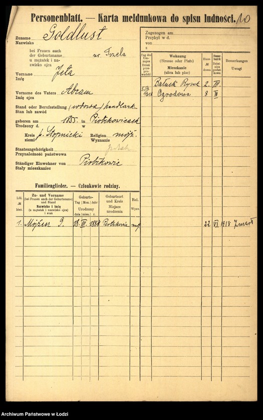 Obraz 12 z jednostki "[Spis ludności Łodzi] Goldlewicz - Goldring"