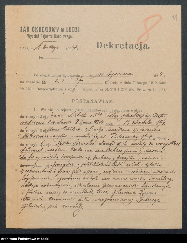 Obraz 13 z jednostki "A. Sznajder i E. Liebiech – sklep galanteryjny"