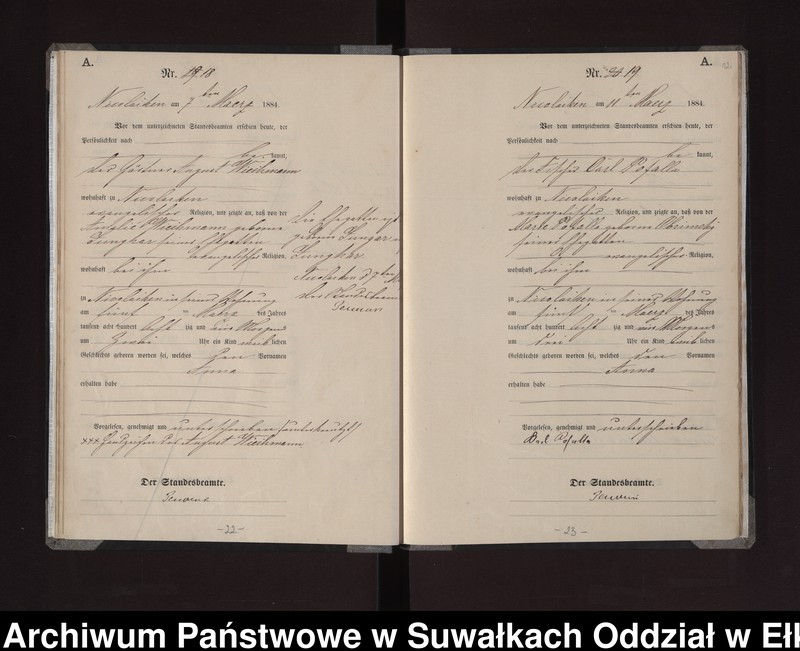 Obraz 15 z jednostki "Geburts-Haupt-Register des Königlichen Preussischen Standes-Amtes Stadt Nicolaiken Kreis Sensburg"