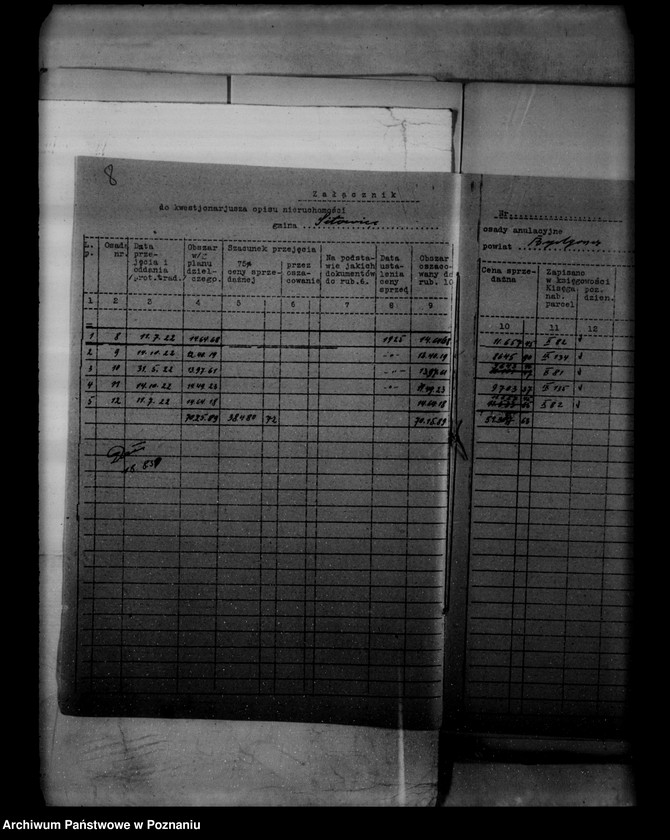 Obraz 12 z jednostki "/Wykaz szacunku przyjęcia dla państwowych nieruchomości ziemskich rozparcelowanych przed 1932/"