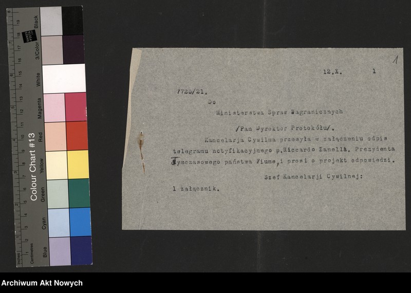 image.from.unit.number "Fiume (telegram notyfikacyjny prezydenta R. Zanella i odpowiedź J.Piłsudskiego)"