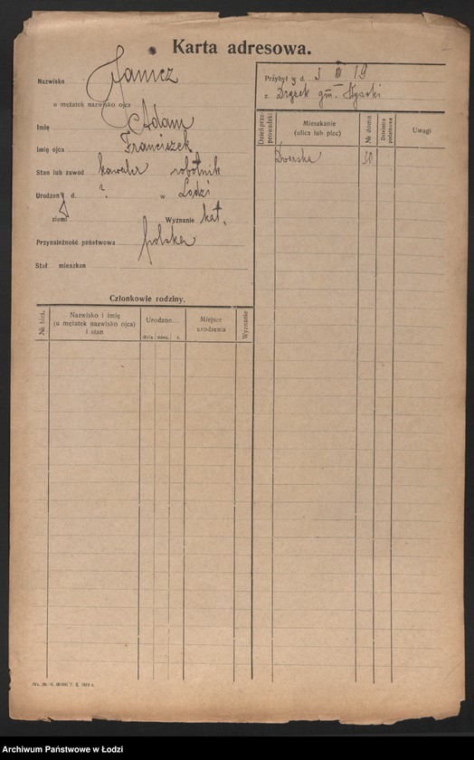 Obraz 4 z jednostki "[Spis ludności Łodzi] Janic - Janiszczak"