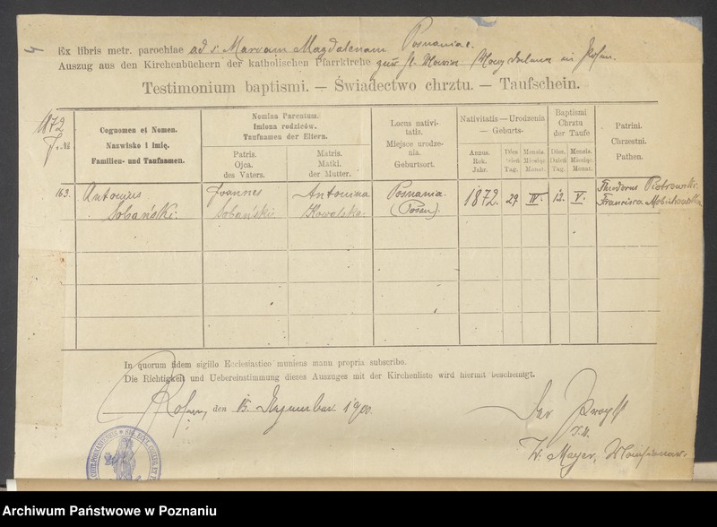 Obraz 6 z jednostki "Die von den Verlobten beigebrachten Urkunden zur Eheschliessung pro 1901. Vol I"