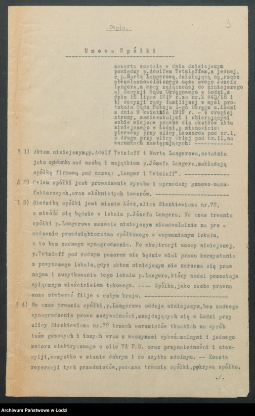 Obraz 5 z jednostki "Langer i Tetzlaff- wyrób i sprzedaż towarów manufakturowych"
