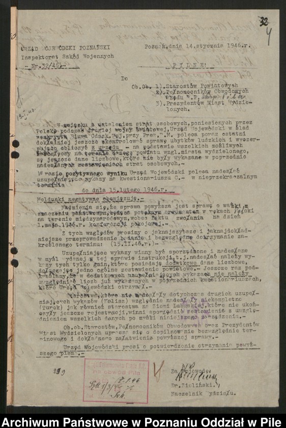 Obraz 6 z jednostki "[Zarządzenia i sprawozdania statystyczne dotyczące rejestracji szkód wojennych]"