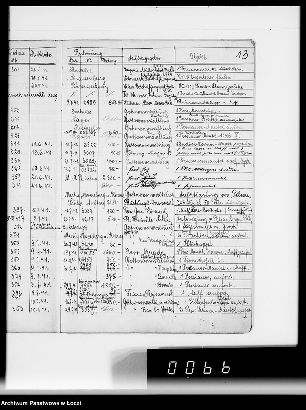 Obraz 18 z jednostki "Aufträge für die Abteilungen "Kurschnerei", "Polsterei", "Sattlerei", "Lederwarenabteilung""