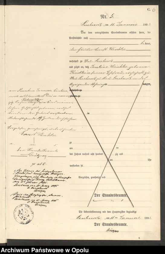 image.from.unit.number "Sterbe-Neben-Register Standes-Amt Leubusch 1893"