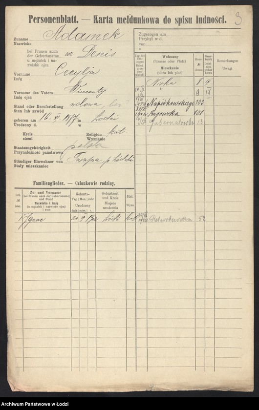 Obraz 5 z jednostki "[Spis ludności Łodzi] Adamek - Adaś"