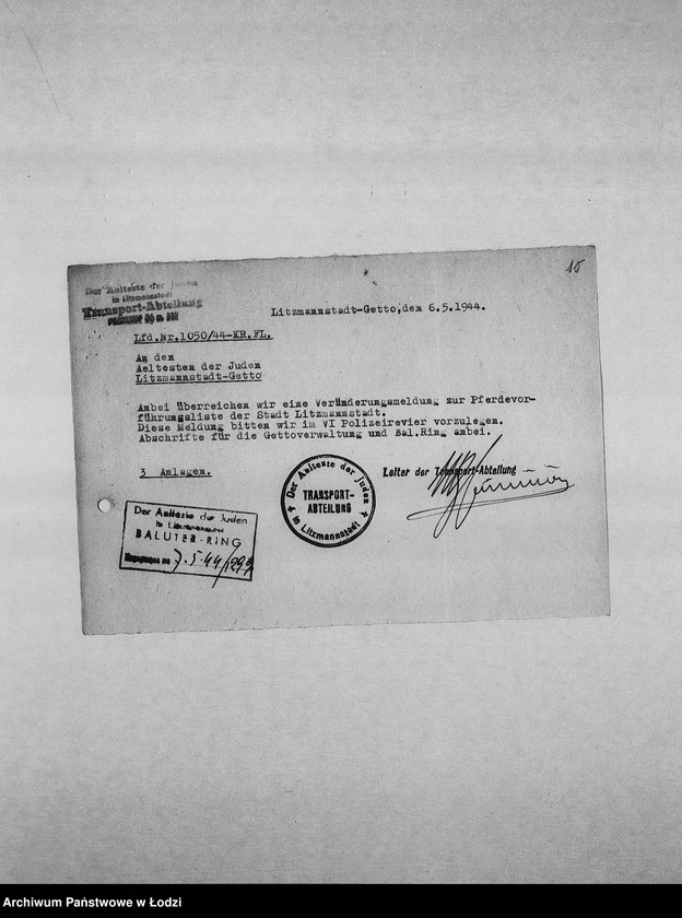 Obraz 18 z jednostki "Veränderungs-Meldungen [Korespondencja PSŻ z GV w sprawie pogłowia końskiego]"