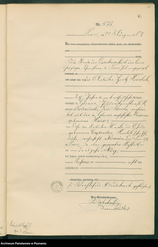 Obraz 17 z jednostki "Księga miejscowa zgonów tom II"