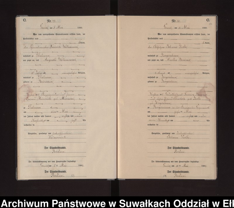 image.from.unit.number "Sterbe-Neben-Register des Königlichen Preussischen Standes-Amtes Gneist Kreis Loetzen"