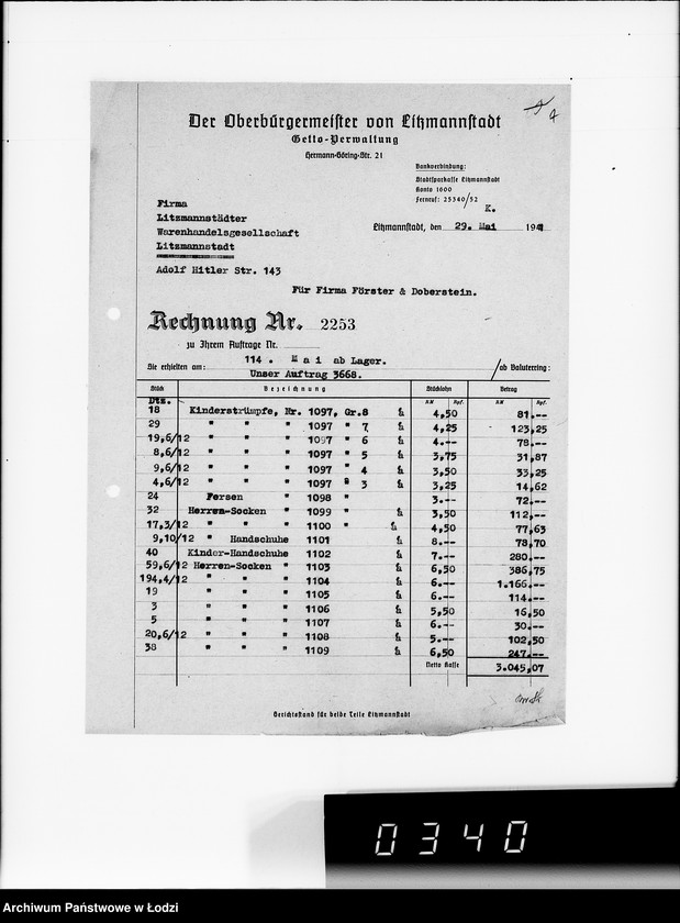 Obraz 11 z jednostki "Aufträge Litzm. Warenhandelsgesellschaft"