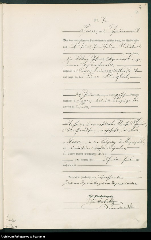 Obraz 9 z jednostki "Księga miejscowa zgonów tom I"