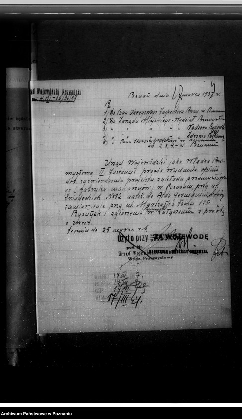 image.from.unit.number "Zatwierdzenie zakładu przemysłowego /fabryki makaronu/  Aldo- Germanini i Spółka w Poznaniu"