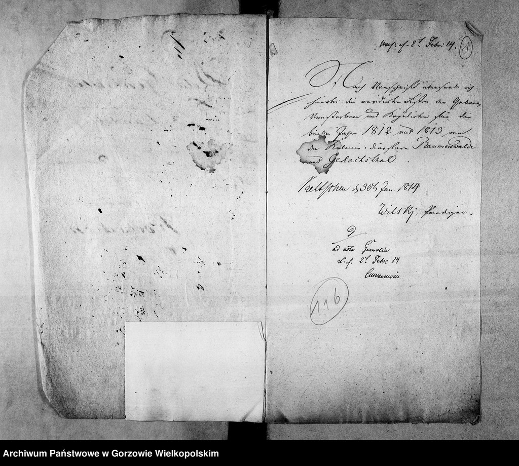 image.from.unit.number "Duplikate der Kirchenbücher von der Parochie Lossow: Raumerswalde (Roszkowice), Gerlachsthal (Gostkowice)"