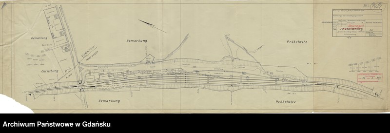 image.from.unit.number "Reichsbahndirektion Danzig. Deutsche Reichsbahn. Bahnhof Christburg. Strecke: Marienburg (Westpr.) - Miswalde. BA. Marienburg"