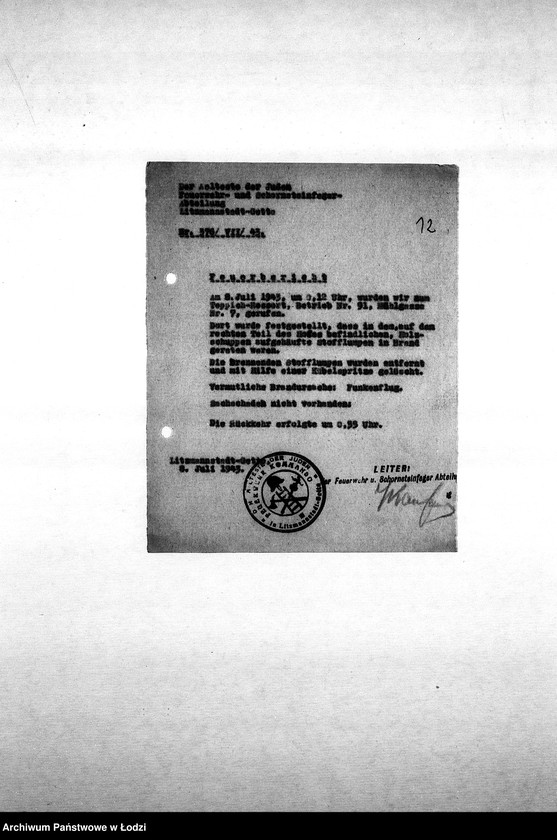 Obraz 15 z jednostki "[Korespondencja Komendy z policją niemiecką oraz rewirami gettowymi na temat różnych wydarzeń w getcie]"