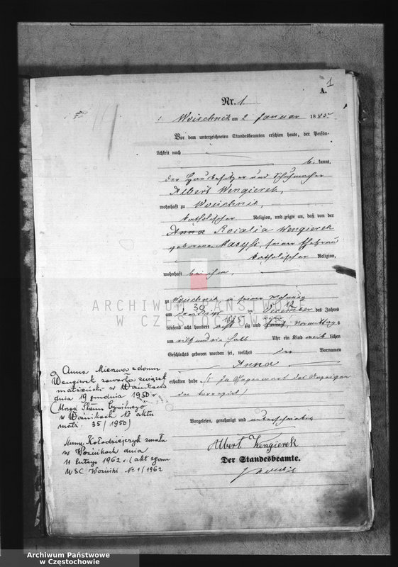 Obraz z jednostki "[Pierwopis aktów urodzeń z 1885 roku]."
