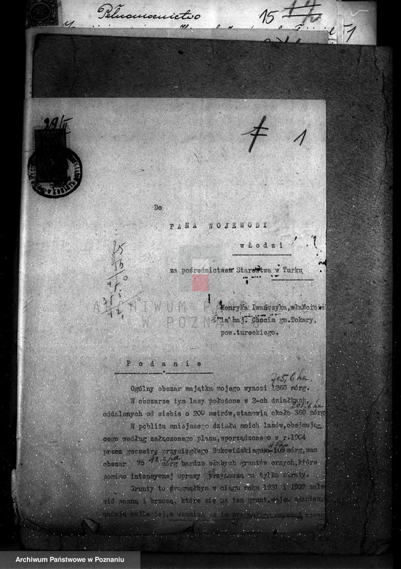 Obraz 5 z jednostki "Sprawa zmiany rodzaju użytkowania gruntów leśnych w majątku Chocim powiat turecki"