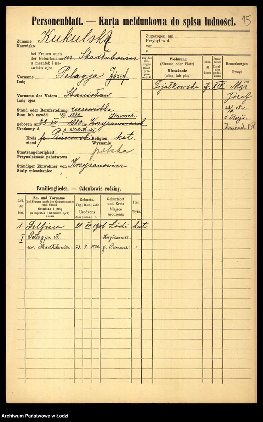Obraz 17 z jednostki "[Spis ludności Łodzi] Kukulski - Kulik"