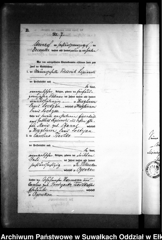 image.from.unit.number "Heiraths-Neben-Register des Preussischen Standes-Amtes Gr. Strengeln Kreis Angerburg"