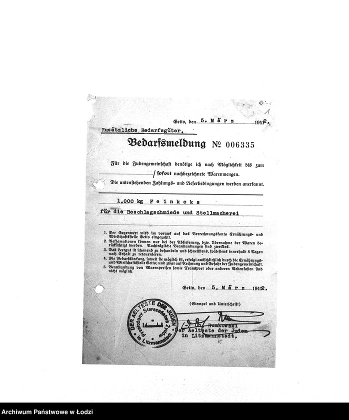 Obraz 4 z jednostki "Bedarfsmeldungen [Skierowane do GV zapotrzebowania na surowce, materiały, narzędzia, maszyny itp. potrzebne resortom pracy do produkcji; zamówienia żywności, lekarstw]"