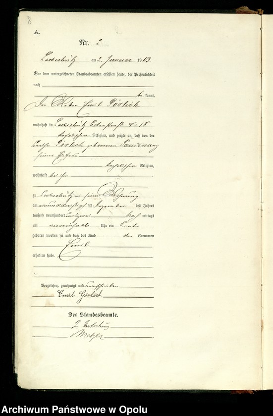 image.from.unit.number "Geburts-Register (Haupt-Register) 1903 (Głubczyce)"