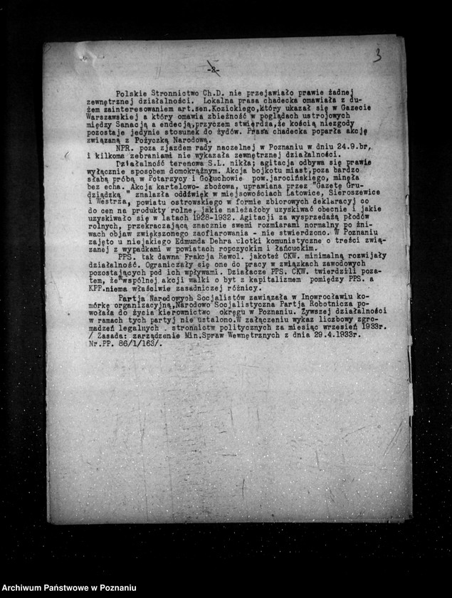 Obraz 7 z jednostki "Sprawozdanie miesięczne sytuacyjne z legalnego ruchu politycznego za miesiące wrzesień-grudzień 1933 r."