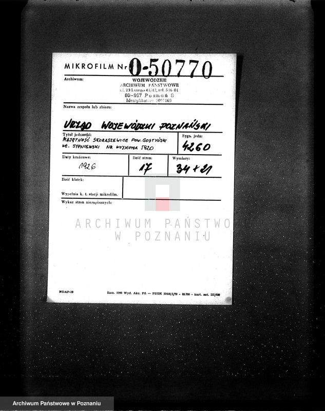 Obraz 2 z jednostki "Majętność Skoraszewice pow. gostyński, własność Sypniewskiego nr woj. kotła 5920"