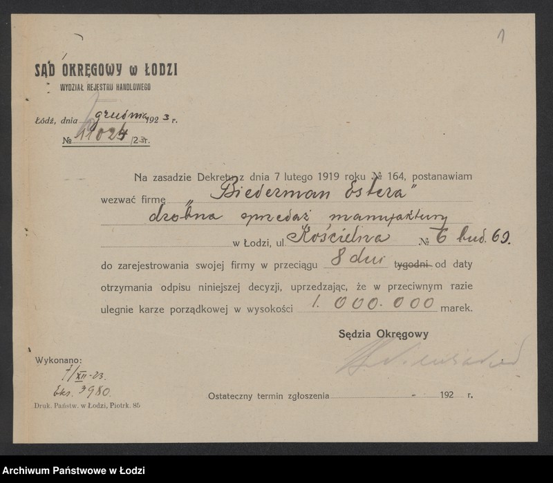 Obraz 3 z jednostki "Estera Biederman – drobna sprzedaż manufaktury"