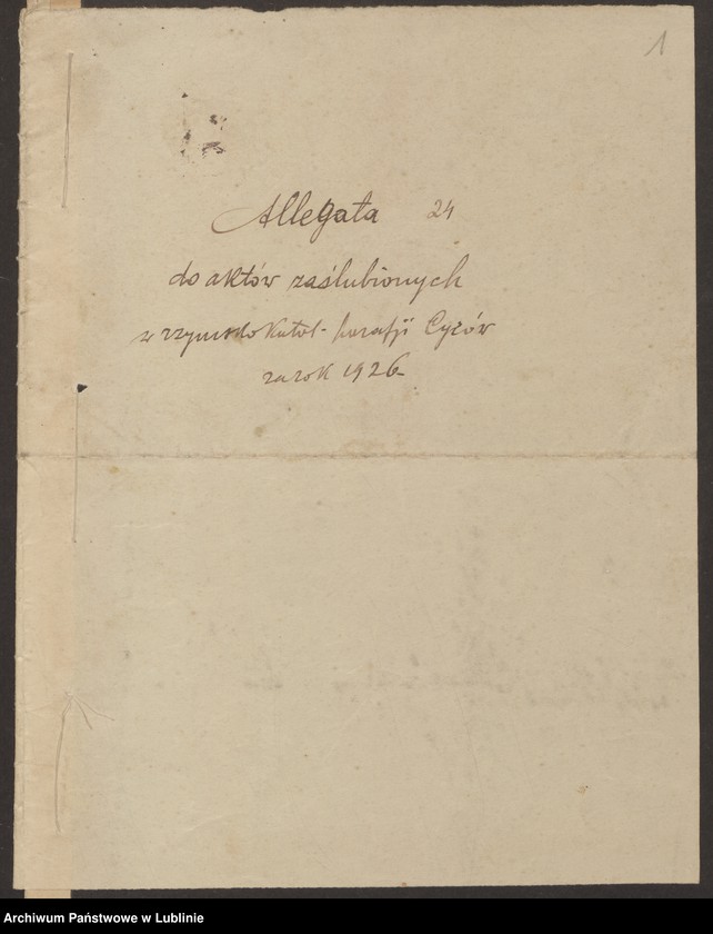 image.from.unit "Alegaty do księgi urodzeń, małżeństw i zgonów z 1826 r."