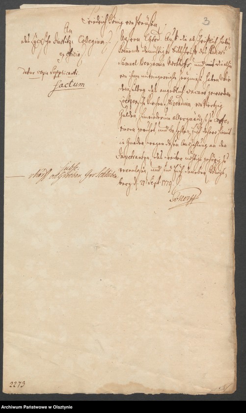 image.from.unit.number "In S. [Sachen] des Studiosi Samuel Benjamin Northoff wegen gebethener Collation des Loetzeschen Kirchen Stipendii"