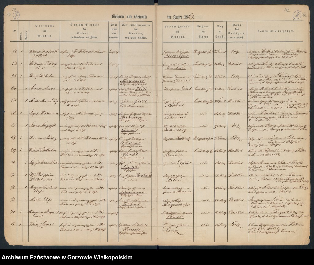 image.from.unit.number "Duplikate der Hauptkirche zu Landsberg an der Warthe (zawiera także księgę zgonów Konkordier Kirche mit der reformirten und Militair Gemeinde z 1862 r.)"