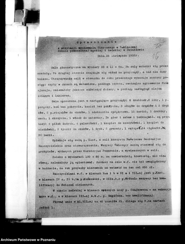 Obraz 20 z jednostki "[Sprawozdania z wizytacji wychowania fizycznego w szkołach powszechnych i zawodowych]"