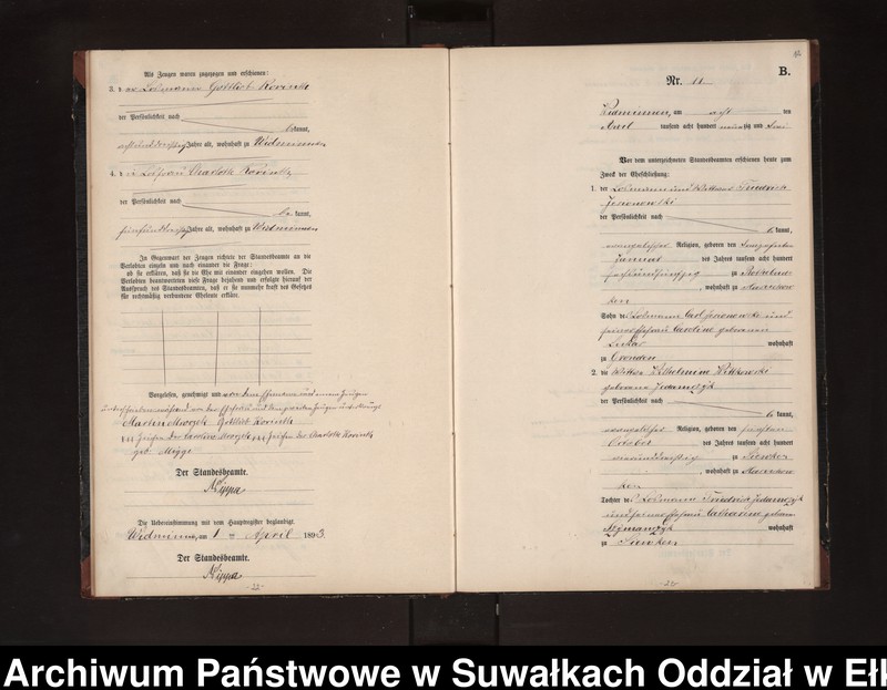 image.from.unit.number "Heiraths-Neben-Register des Preussischen Standes-Amtes Widminnen Kreis Loetzen"