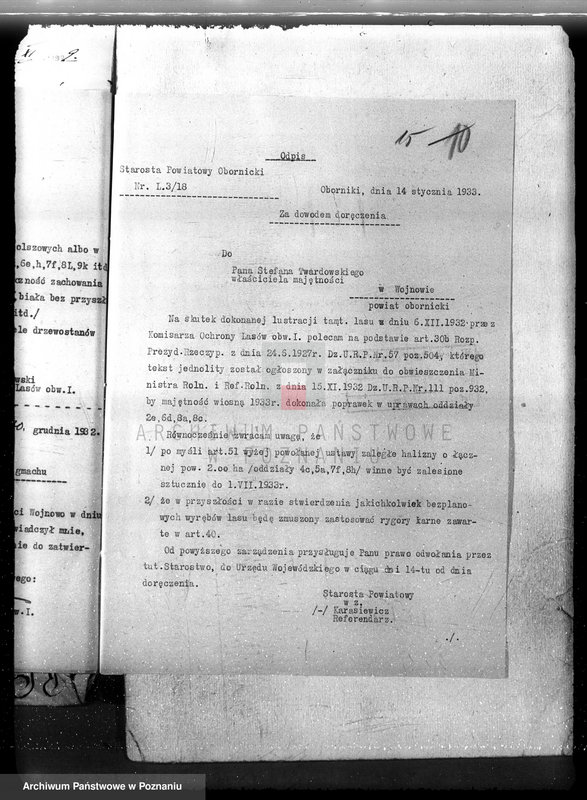 Obraz 19 z jednostki "Nadzór nad gospodarką w lasach majętności Wojnowo powiat obornicki"