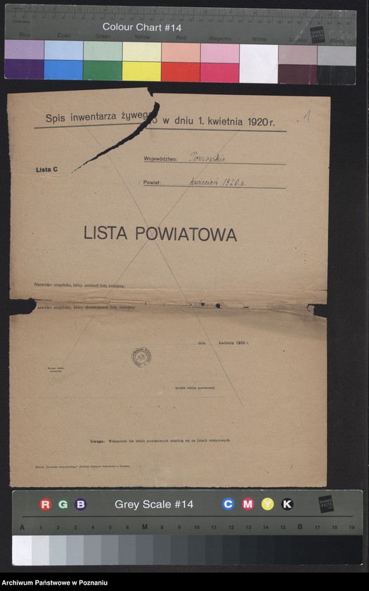 Obraz 3 z jednostki "[Listy powiatowe zapasów ziemniaków w styczniu 1920 roku] oraz spis żywego inwentarza województwa poznańskiego 1 kwietnia 1920 roku]"