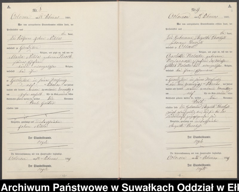 image.from.unit.number "Geburts-Neben-Register des Preussischen Standes-Amtes Orlowen Kreis Loetzen"