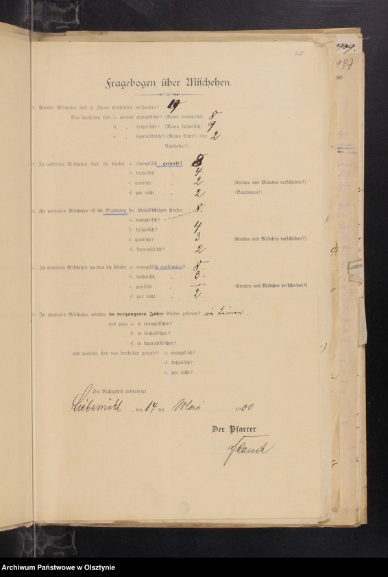 image.from.unit.number "Mischehen-Listen aus der Diözese /auch Anweisungen, Berichten und  andere Schreiben/"